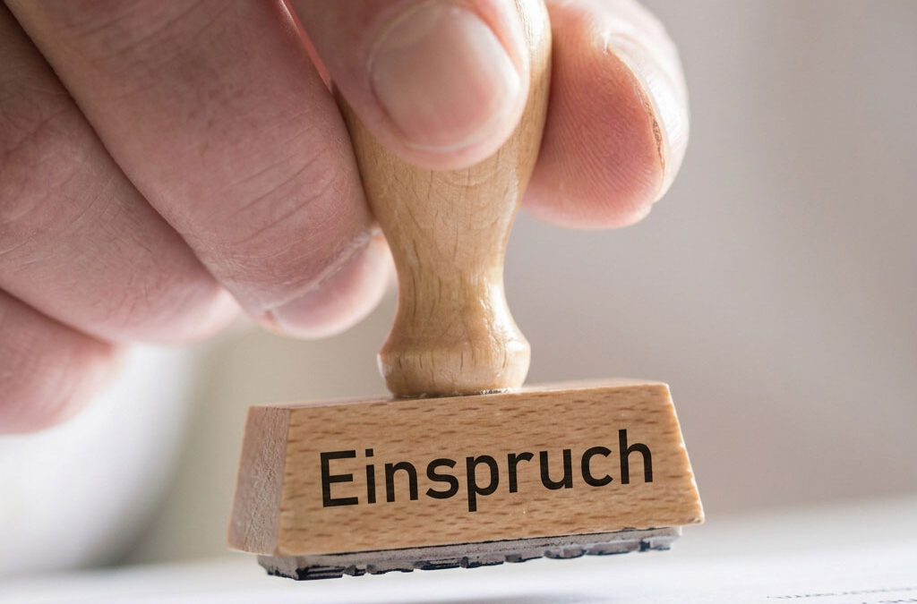 Stempel mit der Aufschrift Einspruch